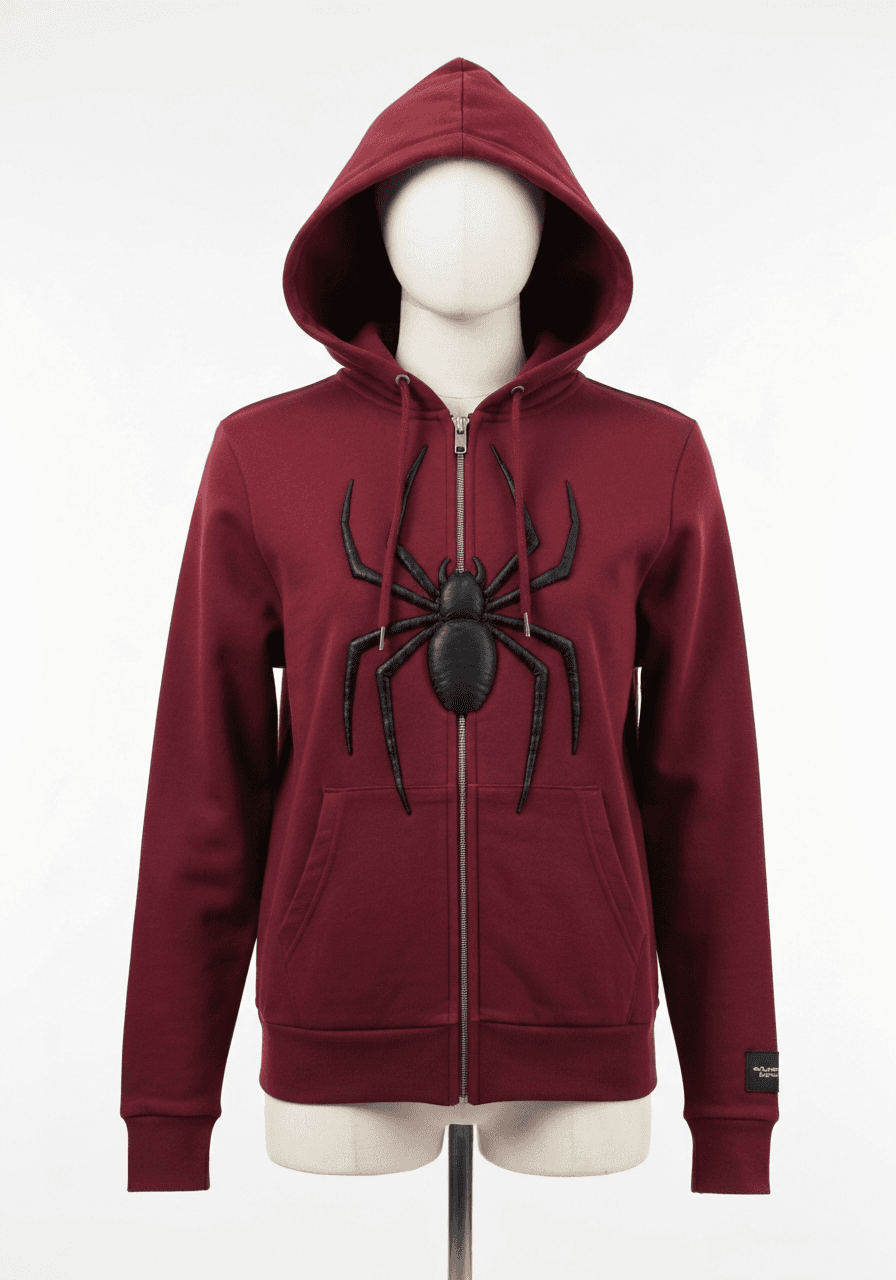 ArkawStreets Spider Puff-Print Zip Hoodie